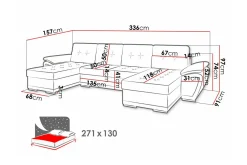 Listowel 4-sits Hörnbäddsoffa