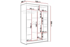Liverpool Garderob med Spegel 120x200 cm
