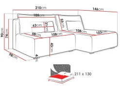 Lorynn 3-sits Bäddsoffa med divan
