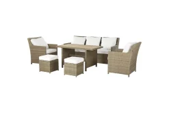 Loungegrupp med bord Fonti Vit/brun