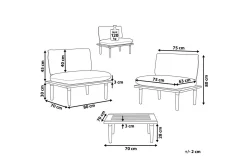 Loungegrupp med bord Frascati Vit/ljust trä, 2-Sits