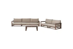 Loungegrupp med bord Timor Mörkt trä/grått/beige, Ja