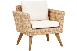 Loungegrupp med bord Vittoria Naturligt/vitt/ljust trä, 4-Sits