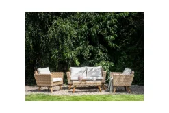 Loungegrupp med bord Vittoria Naturligt/vitt/ljust trä, 4-Sits