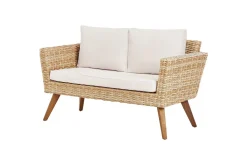 Loungegrupp med bord Vittoria Naturligt/vitt/ljust trä, 4-Sits