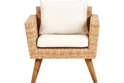 Loungegrupp med bord Vittoria Beige/vit/ljust trä, 5-Sits