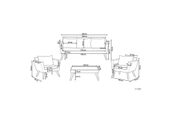 Loungegrupp med bord Vittoria Beige/vit/ljust trä, 5-Sits