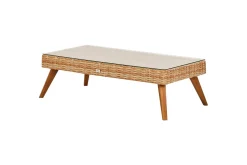Loungegrupp med bord Vittoria Beige/vit/ljust trä, 5-Sits