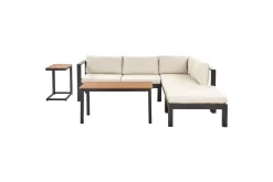 Loungegrupp med dynor Messina Svart/ljust trä/beige