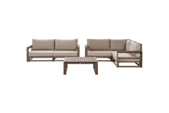 Loungegrupp Timor 4-sits Mörkt trä/grått/beige, Ja