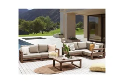 Loungegrupp Timor 4-sits Mörkt trä/grått/beige, Ja