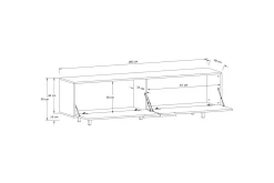 Lowboard Alberto 180x38x50 cm, Vit