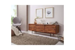 Lowboard Wohnling Massivt trä med förvaring, 3 dörrar, lantlig stil