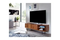 Lowboard Wohnling Massivt trä med förvaring 2 dörrar tryck för att öppna lantligt