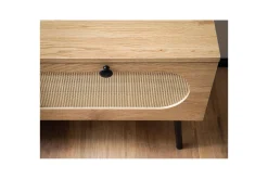 Lowboard Wohnling Melaminbelagd MDF-ekoptik, rottingfront, 2 lådor, metallben Modern