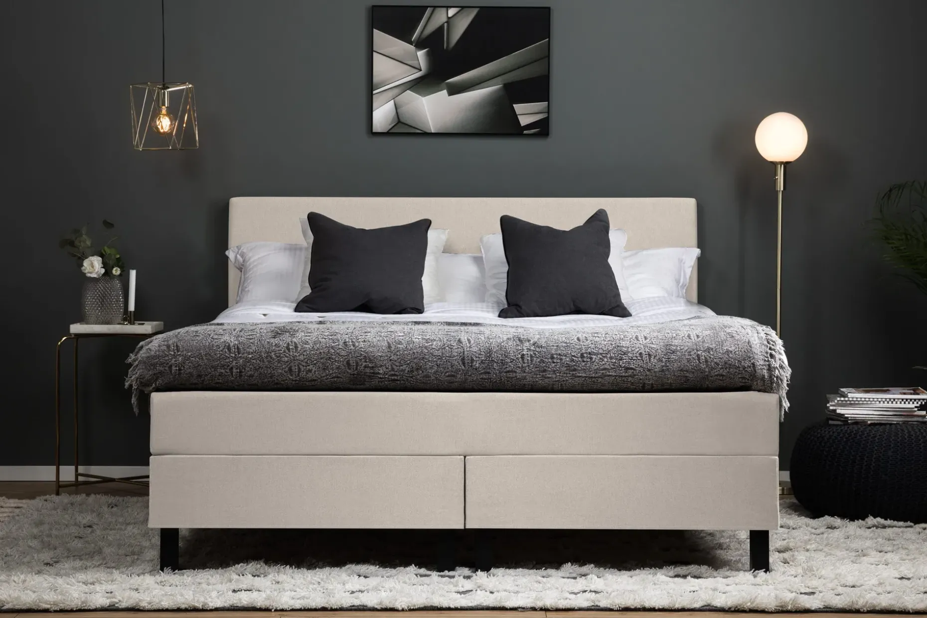 Lucky Komplett Sängpaket 150x200 Polyeter Slät Sänggavel