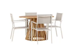 Lumpur Matgrupp Utomhus Rund 120 cm + 4 st Copacabana Matstolar Beige