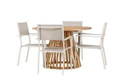 Lumpur Matgrupp Utomhus Rund 120 cm + 4 st Copacabana Matstolar Beige