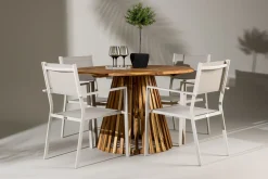 Lumpur Matgrupp Utomhus Rund 120 cm + 4 st Copacabana Matstolar Beige