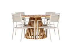 Lumpur Matgrupp Utomhus Rund 120 cm + 4 st Copacabana Matstolar Beige