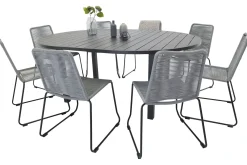 Marbella Matgrupp Utomhus 140 cm Rund med 8 Lindos Utestolar