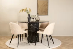 Marbs runt matbord med 4st Velvet matstol
