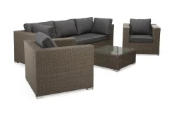 Marcus Loungegrupp utomhus - Soffgrupp till trädgård 5-sits - Loungeset konstrotting utemöbler