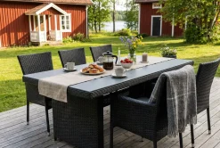 Marcus Rektangulärt Matbord utomhus 160x90 cm i konstrotting med glasskiva
