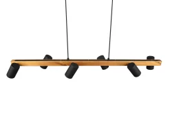 Marley Taklampa 115cm 6L 6xGU10 mattsvart/ trä