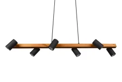 Marley Taklampa 115cm 6L 6xGU10 mattsvart/ trä