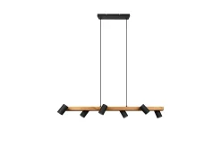 Marley Taklampa 115cm 6L 6xGU10 mattsvart/ trä