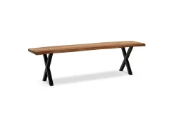 Matbänk Wohnling Massivt trä med metallben träd kant lantligt Svart, korsad, 180 cm