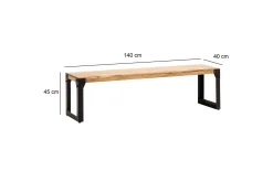 Matbänk Wohnling massivt trä industriell stil med metallben 140 cm