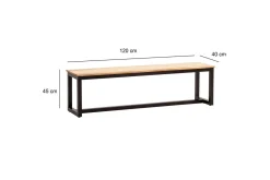 Matbänk Wohnling massivt trä industriell loftstil med metallben 120 cm