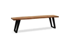 Matbänk Wohnling Massivt trä med metallben träd kant lantligt Svart, vinklad, 180 cm