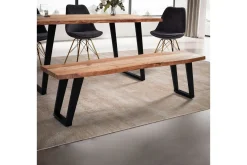 Matbänk Wohnling Massivt trä med metallben träd kant lantligt Svart, vinklad, 180 cm