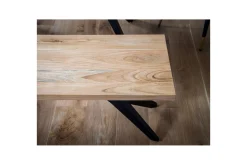 Matbänk Wohnling massivt trä i modern loftstil med metallben 120 cm