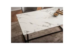 Matbord Wohnling Industriell loftstil, MDF med metallben med gyllene spets Marmor, Vit, 160x80 cm