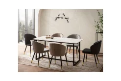 Matbord Wohnling Industriell loftstil, MDF med metallben med gyllene spets Marmor, Vit, 160x80 cm
