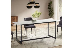 Matbord Wohnling Keramik Klassisk Medar Bas Metallram Svart, marmor vit
