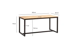 Matbord Wohnling massivt trä industriell loftstil metallbensram 160x80 cm