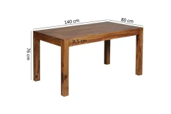Matbord Wohnling Massivt trä lantstil Rosenträ, 140x80 cm