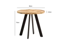 Matbord Wohnling rund massivt trä, modern lantlig stil 80 cm