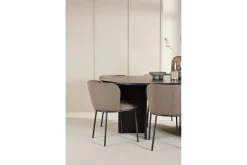 Matgrupp Strada Runt 120/170 cm Svart med Edina Stolar 6 st, Svart / Brun