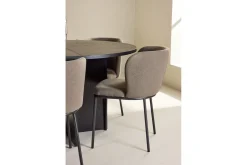 Matgrupp Strada Runt 120/170 cm Svart med Edina Stolar 6 st, Svart / Brun