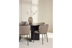 Matgrupp Strada Runt 120/170 cm Svart med Edina Stolar 6 st, Svart / Brun