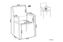 Matstol Grosseto set om 6 Svart/Silver