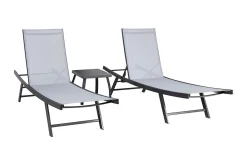 Möbelset Ario Sidobord Och 2 Solstolar Grå