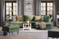 Menard Compact 4-sits Högervänd L-formad Schäslongsoffa i Manchester