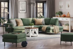 Menard Compact 4-sits Högervänd L-formad Schäslongsoffa i Manchester